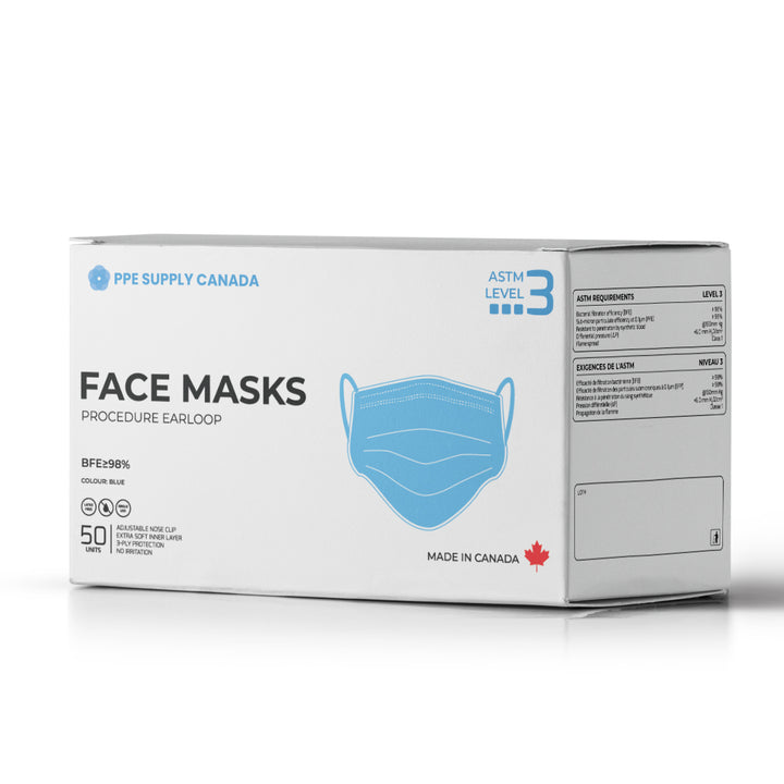 ASTM Level 3 Medical Procedure Face Mask Made in Canada by PPE Supply Canada (50 Masks)