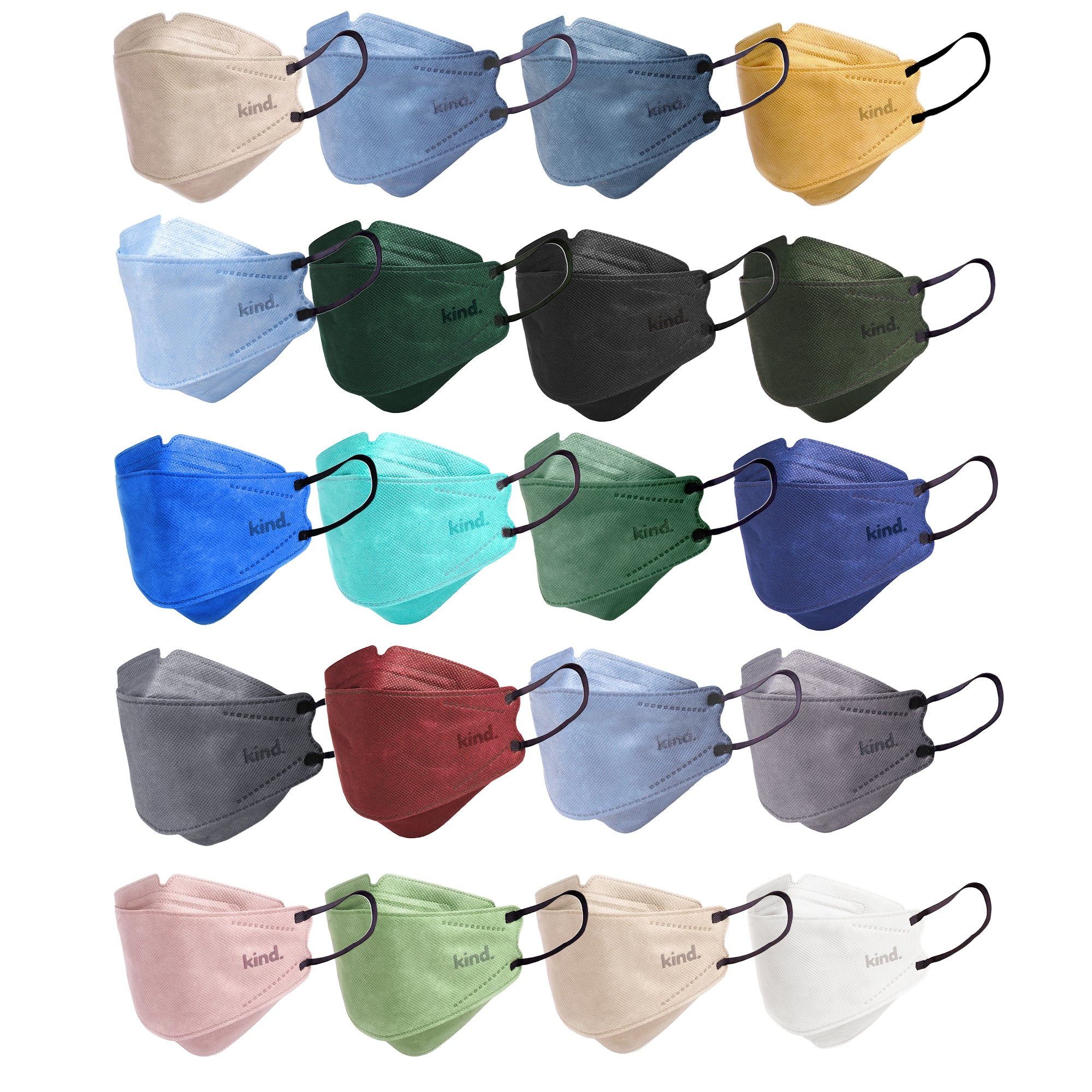 Kind KN95 Respirator Face Mask: Full Set Collection - 20 Colours