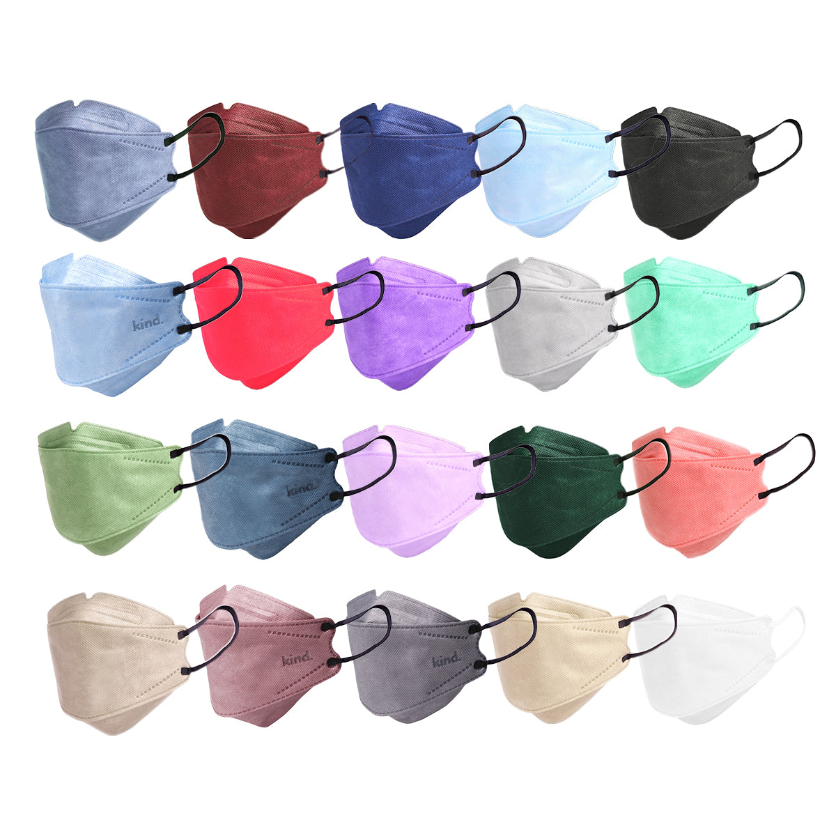 Kind KN95 Respirator Face Mask: Full Set Collection - 20 Colours