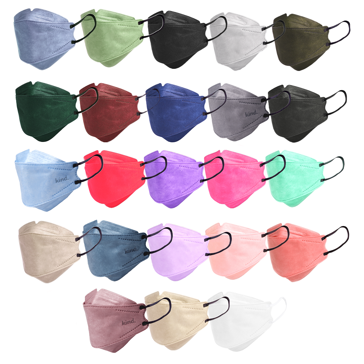 Kind KN95 Respirator Face Mask: Full Set Collection - 23 Colours