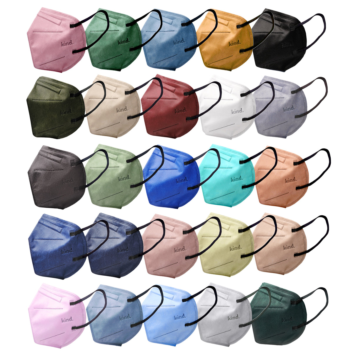 Masque respiratoire Kind KN95 (forme conique) : collection complète - 16 couleurs