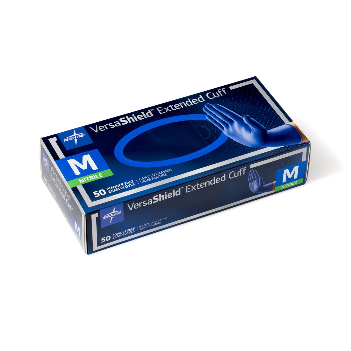 Gants d'examen en nitrile non poudrés Medline VersaShield à manchette allongée