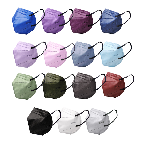 (Cone shape) Kind KN95 Respirator Face Mask: Full Set Collection - 15 Colours