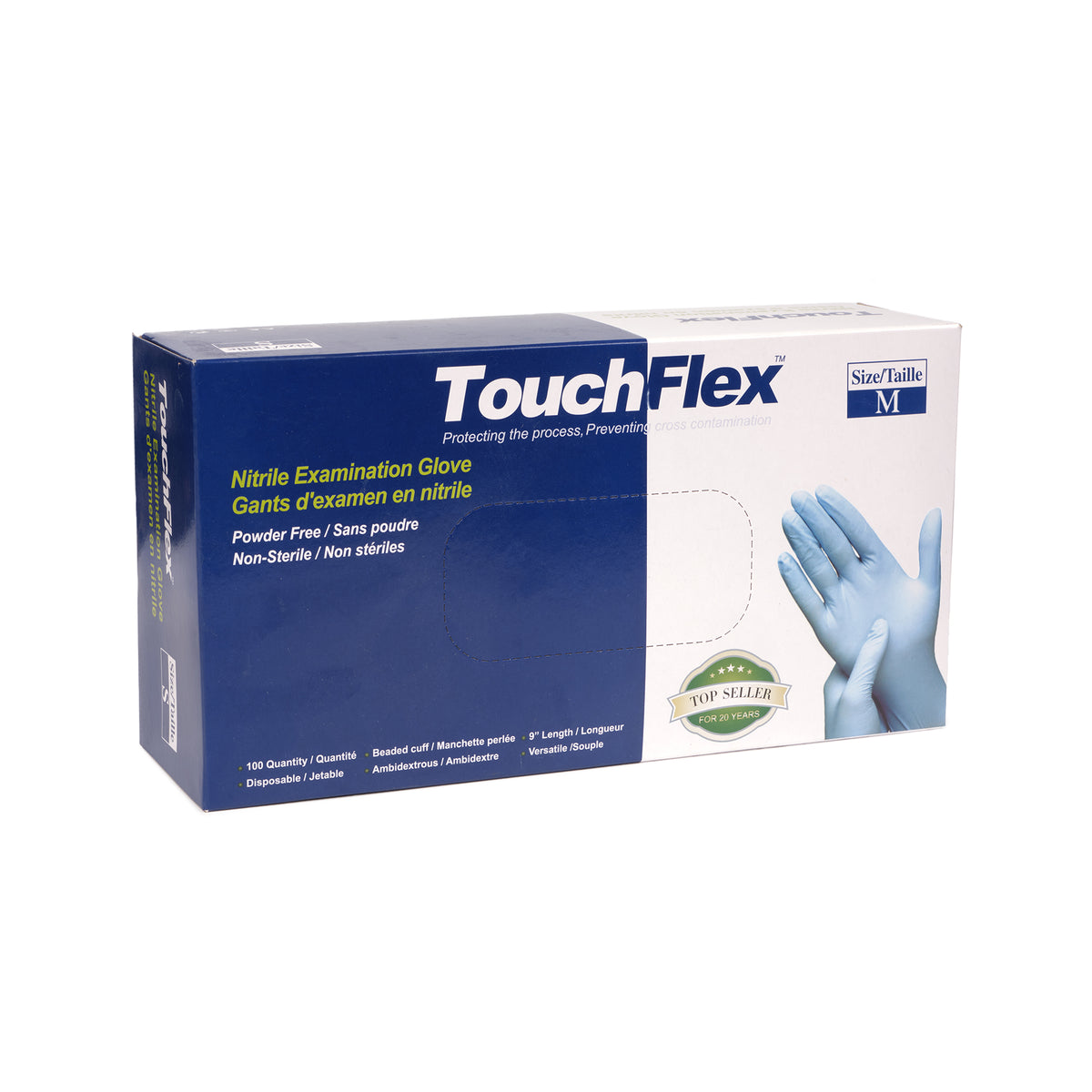 Gants d'examen TouchFlex Medical en nitrile non poudrés (4,5 mil) (bleu)