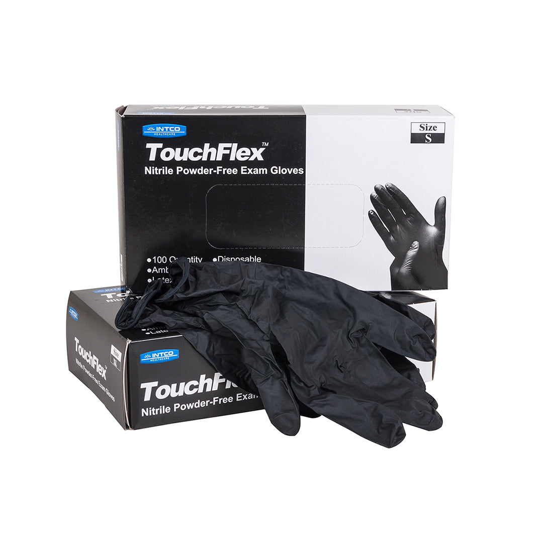 Gants d'examen TouchFlex Medical en nitrile non poudrés (5 mil) (noir)
