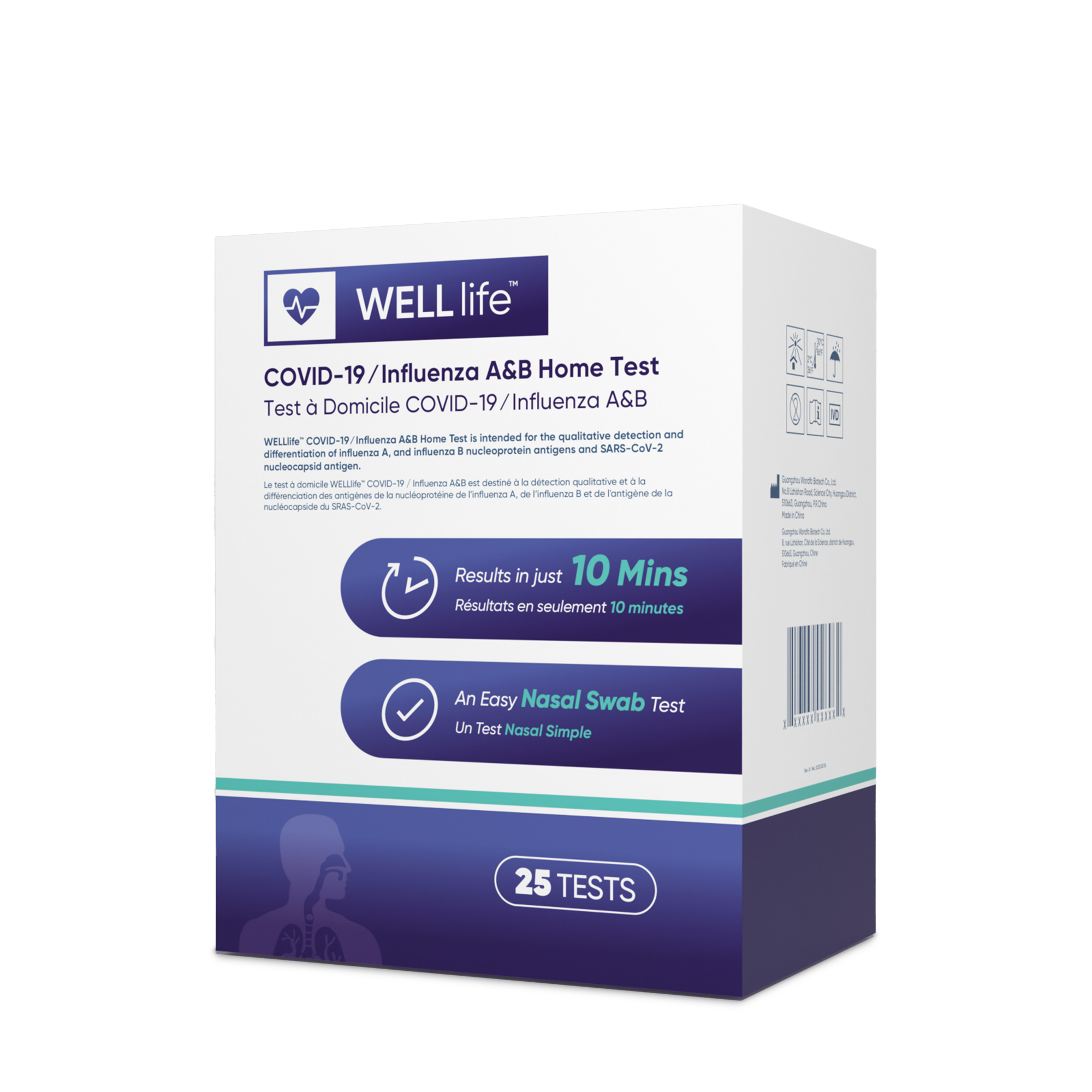 WELLlife™ COVID-19 ⁄ Flu A&B Test Kit - 25 Pack