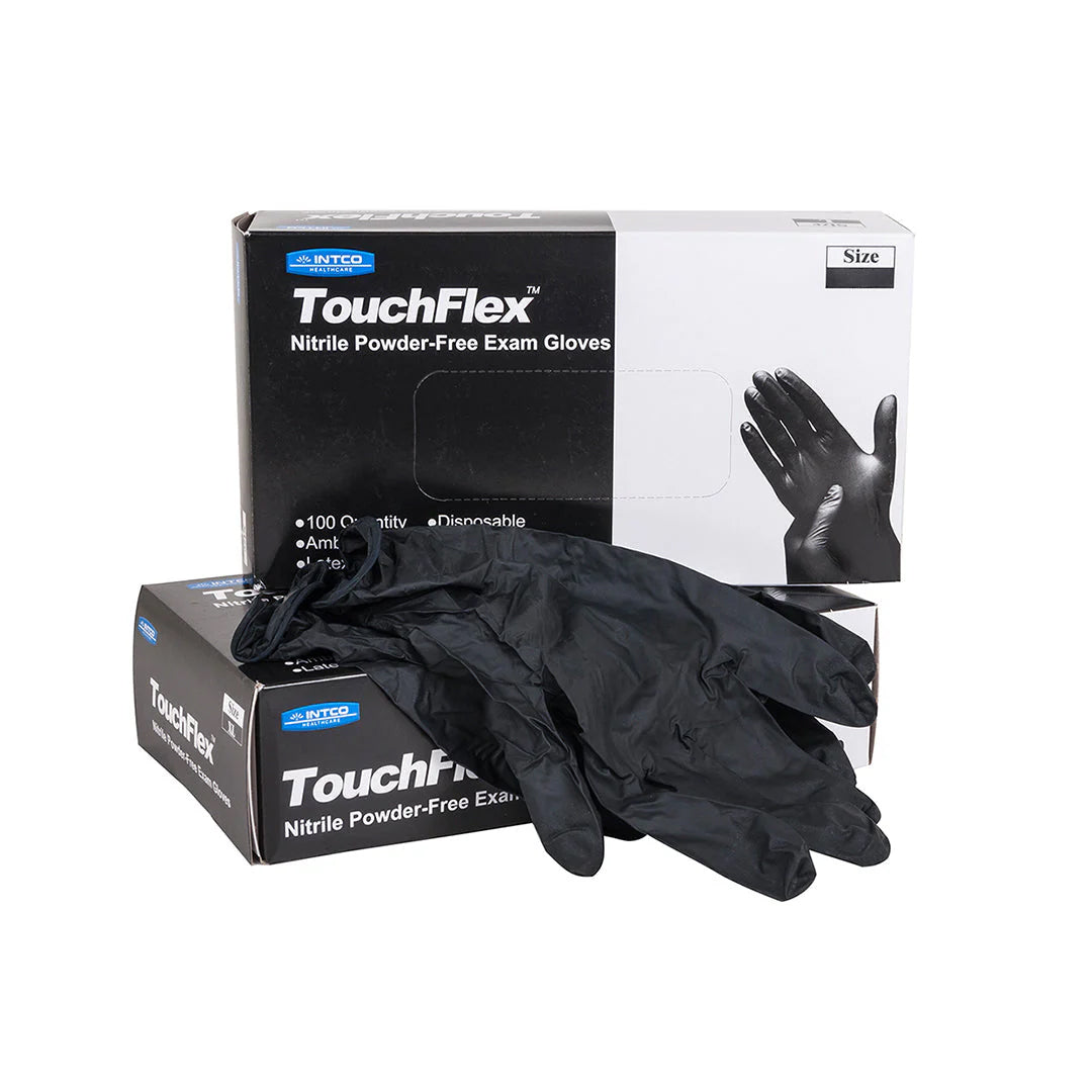 Gants d'examen TouchFlex Medical en nitrile non poudrés (5 mil) (noir)
