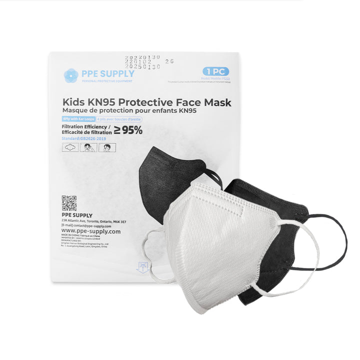 Kid's Black White KN95 / N95 Protective Best Face Mask Individually Sealed  PPE Supply